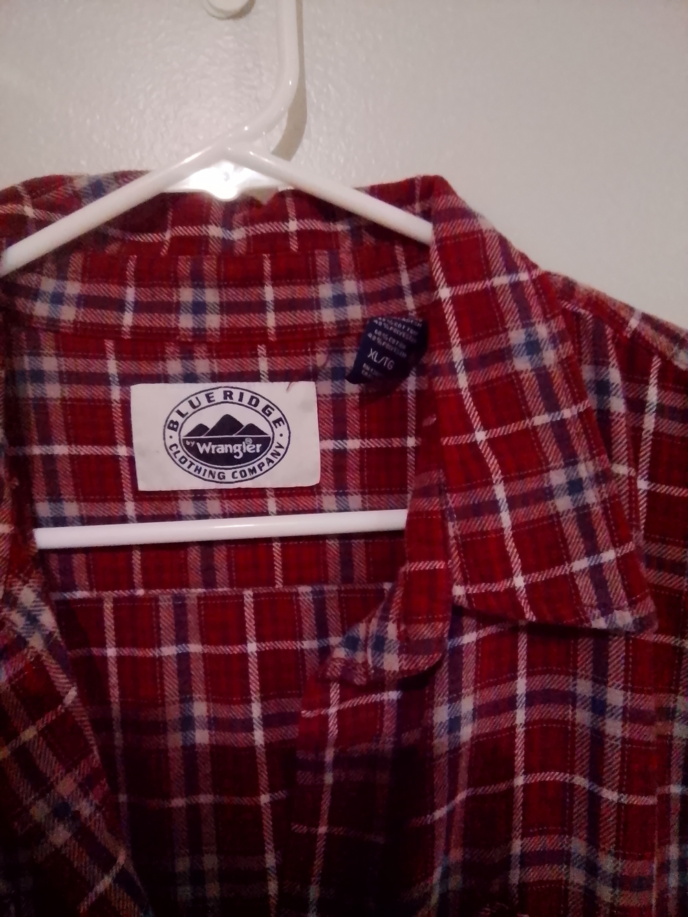 Wrangler Red and White Plaid Button-Down Shirt